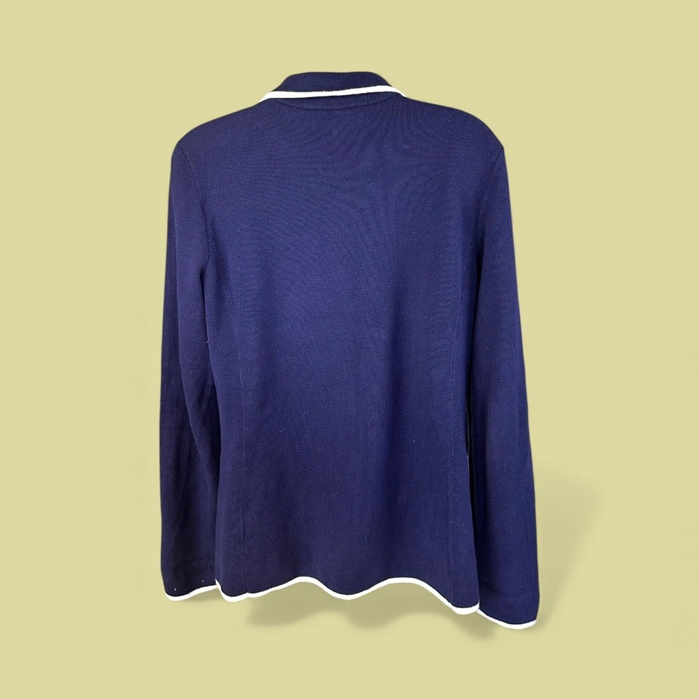 Ralph Lauren Navy Crest Emblem‎ Knit Blazer Jacket Women Gold Button Preppy - Picture 5 of 16